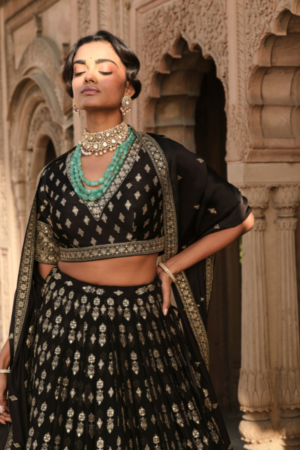 Black Color Lehenga Set with Dupatta