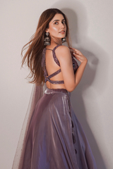 Lilac Lehanga with Organza Skirt