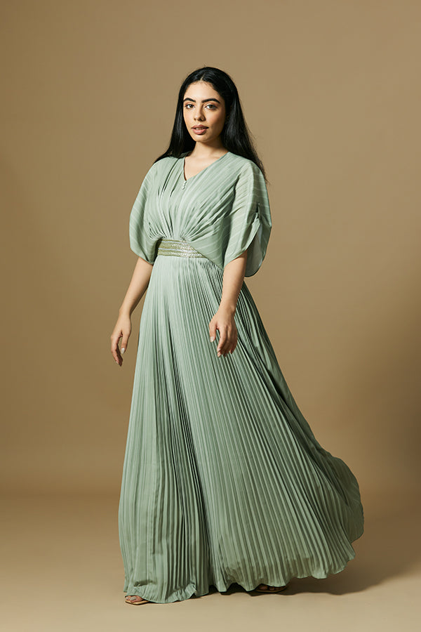 Pista Green Floor length dress