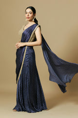 Pre draped royal blue saree