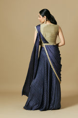 Pre draped royal blue saree